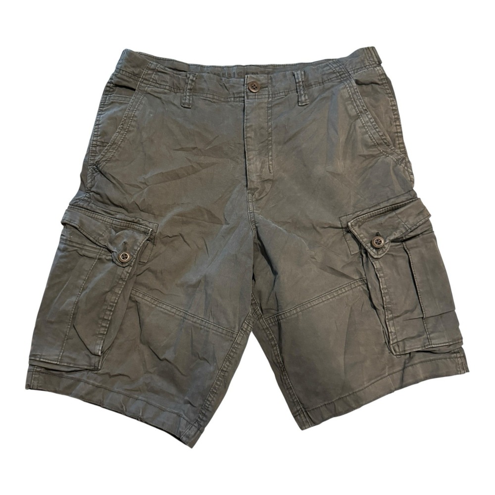 American Eagle Cargo Shorts Mens 34 Grey Extreme Flex Relaxed Longer Length Y2K - Picture 1 of 6